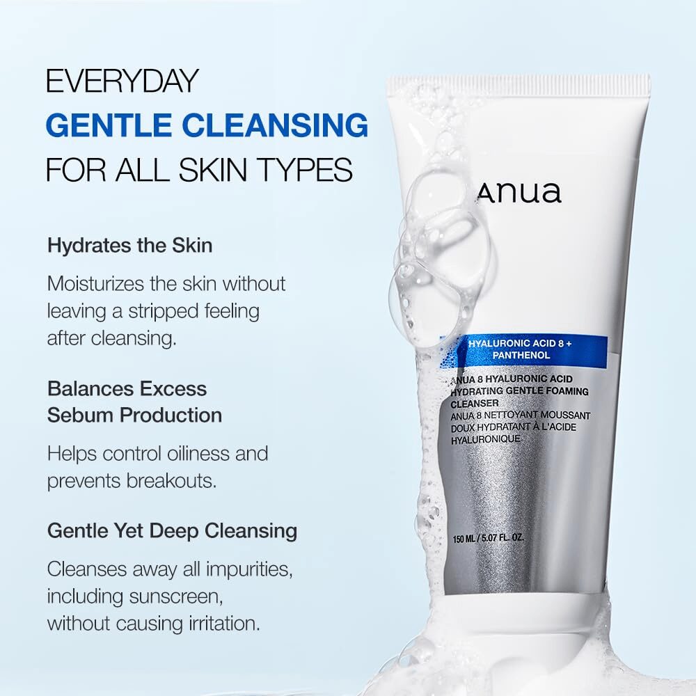 ANUA Hydrating Gentle Foaming Cleanser hyaluronic acid face wash 150 ml - Image 4